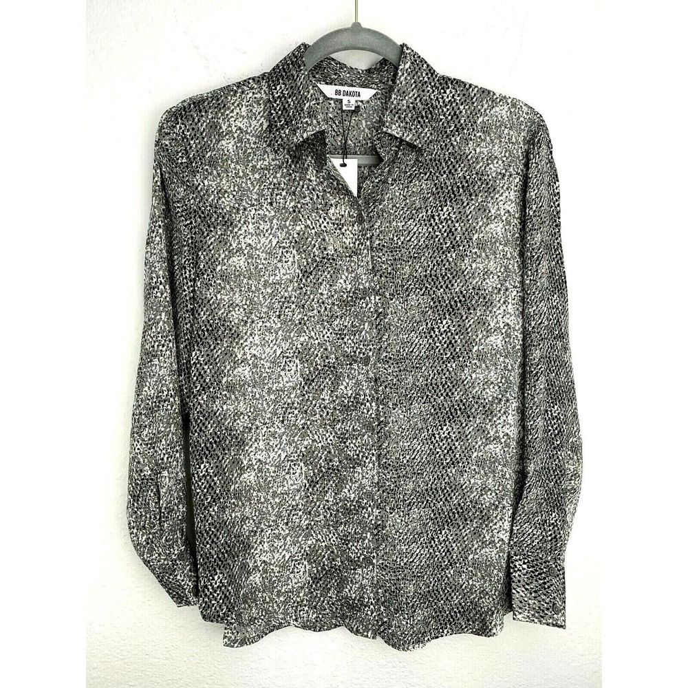 BB Dakota Blouse Born To Be Wild Gray Top Size Small BK104015 Taupe New
